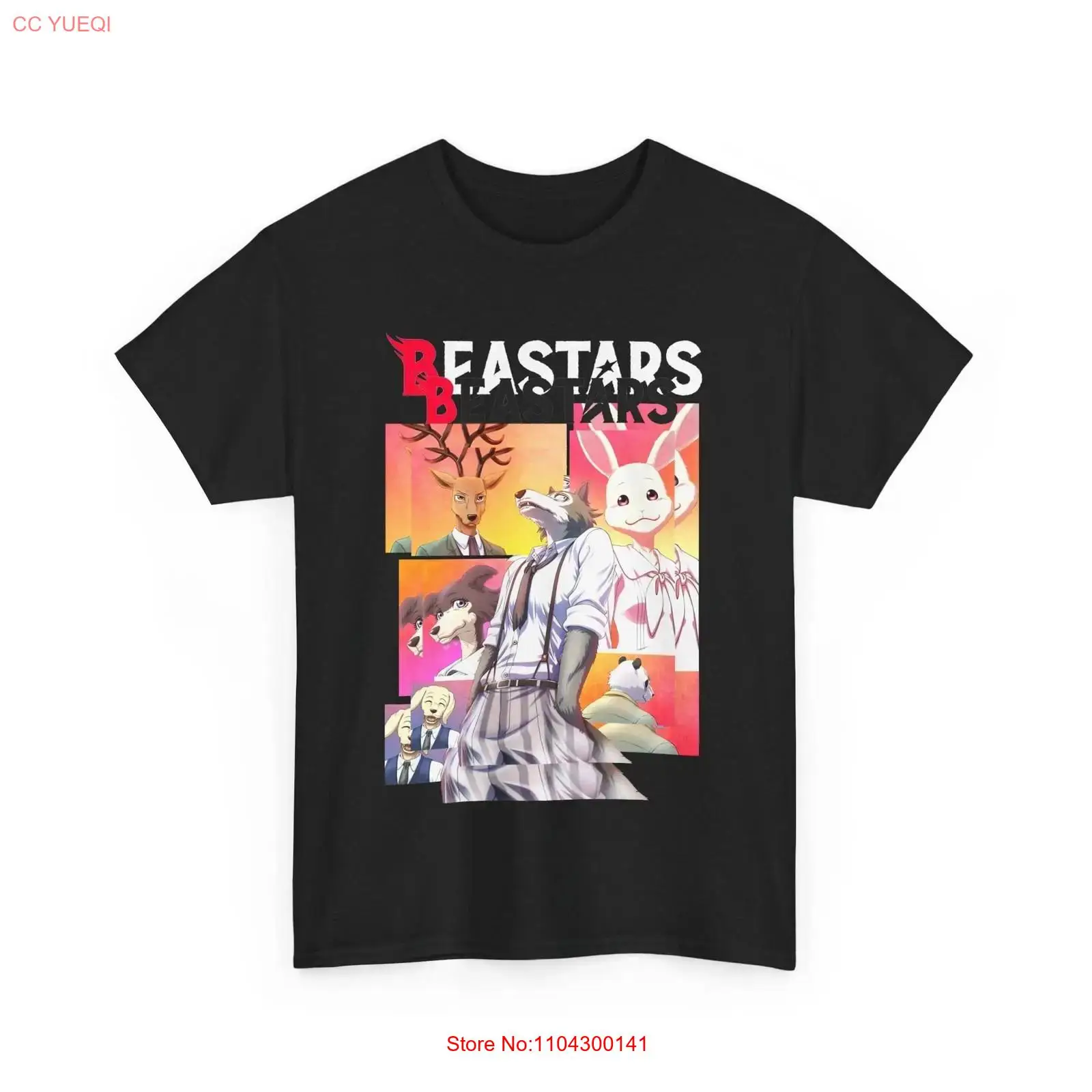 Anime Merchandise Men - Kaos Anime Beastars Legoshi Hitam Vintage,