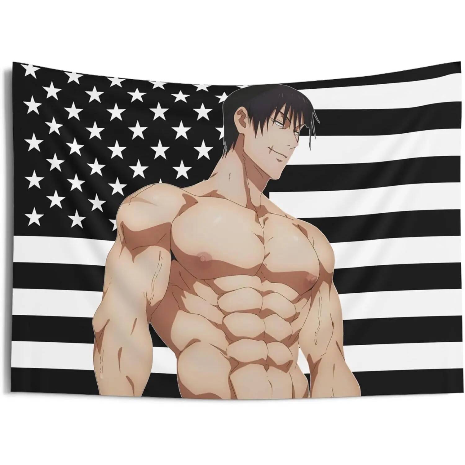 Anime Merch Ideas - Tapestry JJK Toji American Flag Tapestry,